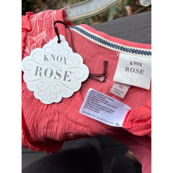 NWT Knox Rose linen-feel top, coral, size M - Picture 5 of 5